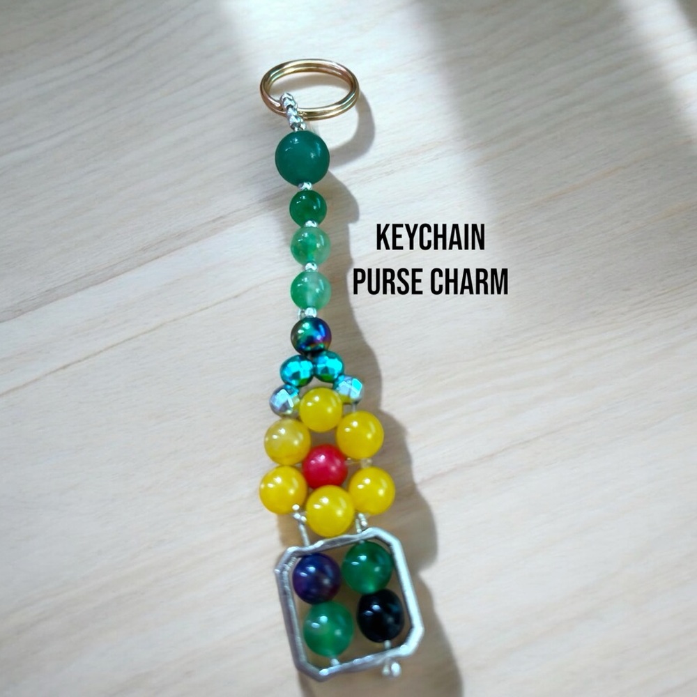 271C. Multicolored Beaded Keychain Charm